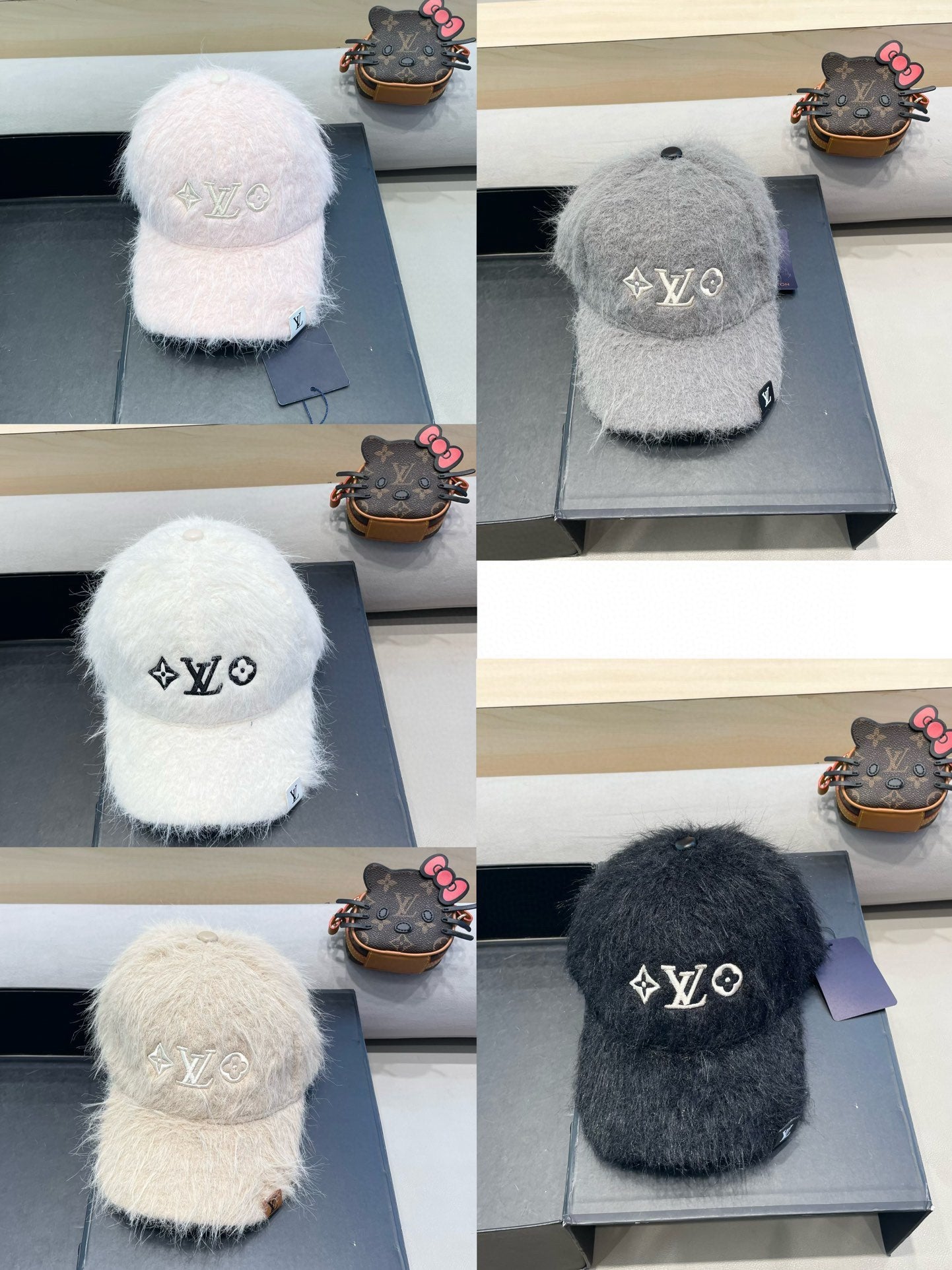 BASEBALL CAP IN PASTEL PINK RABBIT FUR 434934