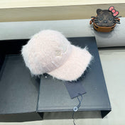 BASEBALL CAP IN PASTEL PINK RABBIT FUR 434934