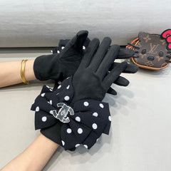 GLOVES IN BLACK MIX WHITE WOOL 454573