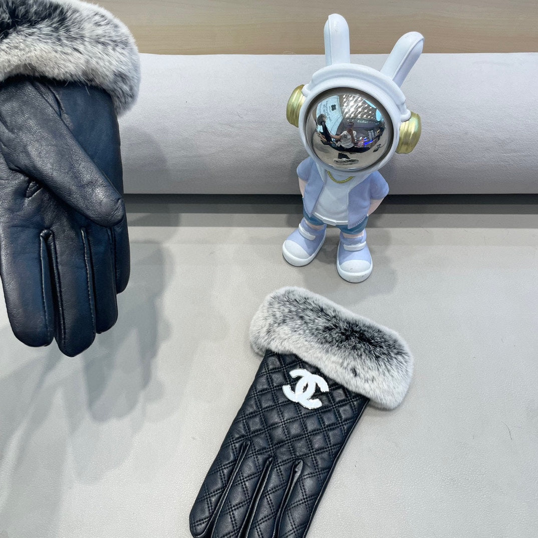 GLOVES IN BLACK LAMBSKIN WITH RABBIT FUR 463793