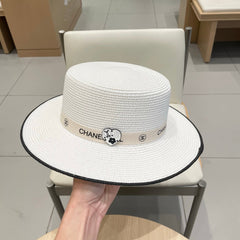 FLAT STRAW HAT WHITE 672721