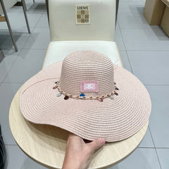 WIDE BRIM HAT MODEL 652184 IN LIGHT PINK WOVEN STRAW