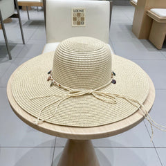 WIDE BRIM HAT MODEL 652185 IN BEIGE WOVEN STRAW