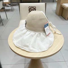 WIDE BRIM HALF HEAD HAT MODEL 650677 IN BEIGE MESH FABRIC
