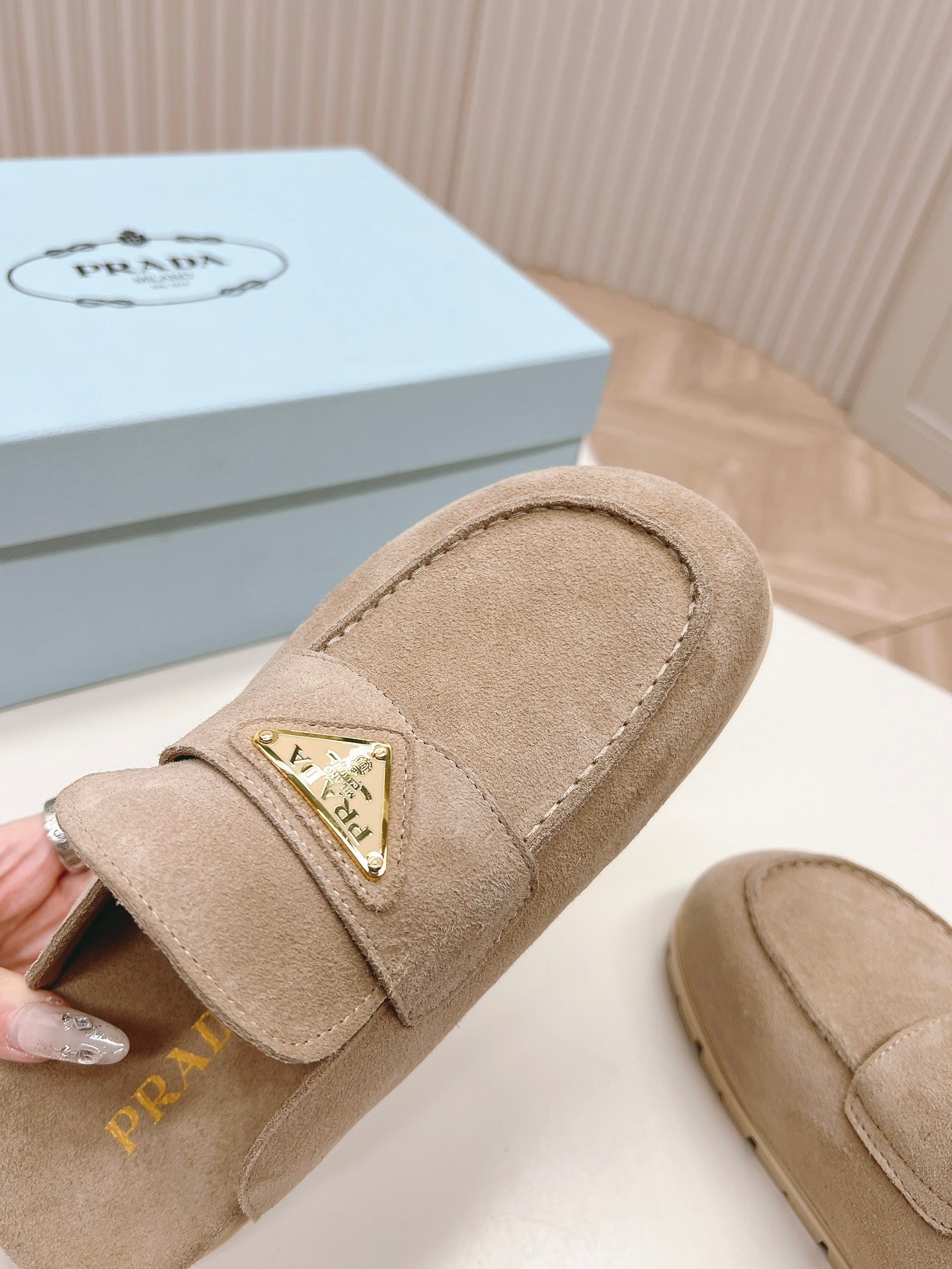 PRA SABOTS MULES LIGHT BROWN SUEDE