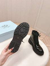PRA LACE-UP BOOTS GLOSSY BLACK CALFSKIN
