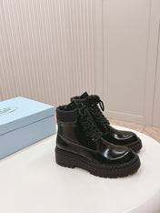 PRA LACE-UP BOOTS GLOSSY BLACK CALFSKIN