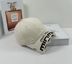 MM DISTRESSED EMBROIDERED BASEBALL CAP DENIM