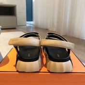 DAD SANDALS IN TUSCAN BEIGE CALFSKIN AND RUBBER