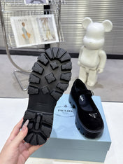 PRADA 25S PLATFORM MARY JANE SHOES IN BLACK SUEDE STYLE 2
