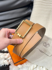 HM TUBE H BELT GOLD BUCKLE & REVERSIBLE HONEY ORANGE LEATHER STRAP 38MM