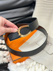 HM LUCK BELT GOLD BUCKLE & REVERSIBLE BLACK LEATHER STRAP 38MM