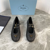 PRADA 25S BALLET FLAT IN BLACK RAFFIA AND CALFSKIN