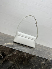 CELINE 25S TRIOMPHE BAG 24 IN WHITE SHINY CALFSKIN