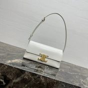 CELINE 25S TRIOMPHE BAG 24 IN WHITE SHINY CALFSKIN