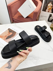 TWO-STRAP SANDALS IN BLACK CALFSKIN