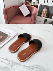 LYMPIA MULE BLACK CANVAS EMBROIDERED LOGO