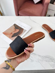 LYMPIA MULE BLACK CANVAS EMBROIDERED LOGO