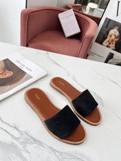 LYMPIA MULE BLACK CANVAS EMBROIDERED LOGO