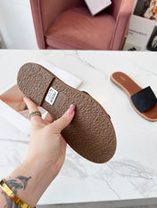 LYMPIA MULE BLACK CANVAS EMBROIDERED LOGO