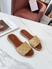 LYMPIA MULE BEIGE CANVAS EMBROIDERED LOGO