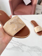 LYMPIA MULE BEIGE RAFFIA AND WOOL