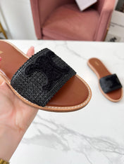 LYMPIA MULE BLACK RAFFIA AND WOOL