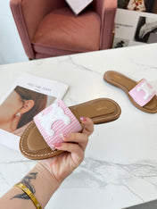 LYMPIA MULE STRIPED LIGHT PINK CANVAS WOOL LOGO