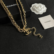 DOUBLE C NECKLACE DOUBLE CHAIN IN GOLD PLATING