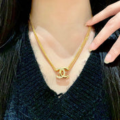 DOUBLE C HEART NECKLACE IN GOLD METAL