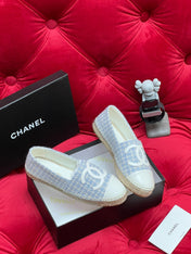 WOVEN LOAFERS IN LIGHT BLUE FABRIC