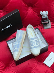 WOVEN LOAFERS IN LIGHT BLUE FABRIC