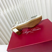 ROGER VIVIER 25S BELLE VIVIER SLINGBACK PUMPS 45MM IN LIGHT SAGE MESH FABRIC