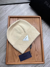 BEANIE HAT IN BISQUE BEIGE WOOL AND RABBIT FUR 342035