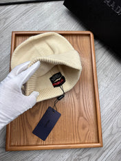 BEANIE HAT IN BISQUE BEIGE WOOL AND RABBIT FUR 342035