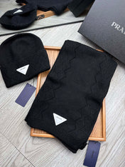 SET SCARF AND HAT IN BLACK WOOL AND RABBIT FUR 397410