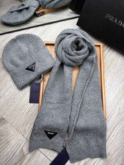 SET SCARF AND HAT IN RHINO GRAY WOOL AND RABBIT FUR 397407