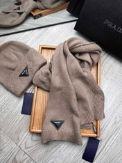 SET SCARF AND HAT IN MEDIUM BROWN WOOL AND RABBIT FUR 397406