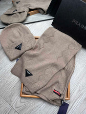 SET SCARF AND HAT IN MEDIUM BROWN WOOL AND RABBIT FUR 397406