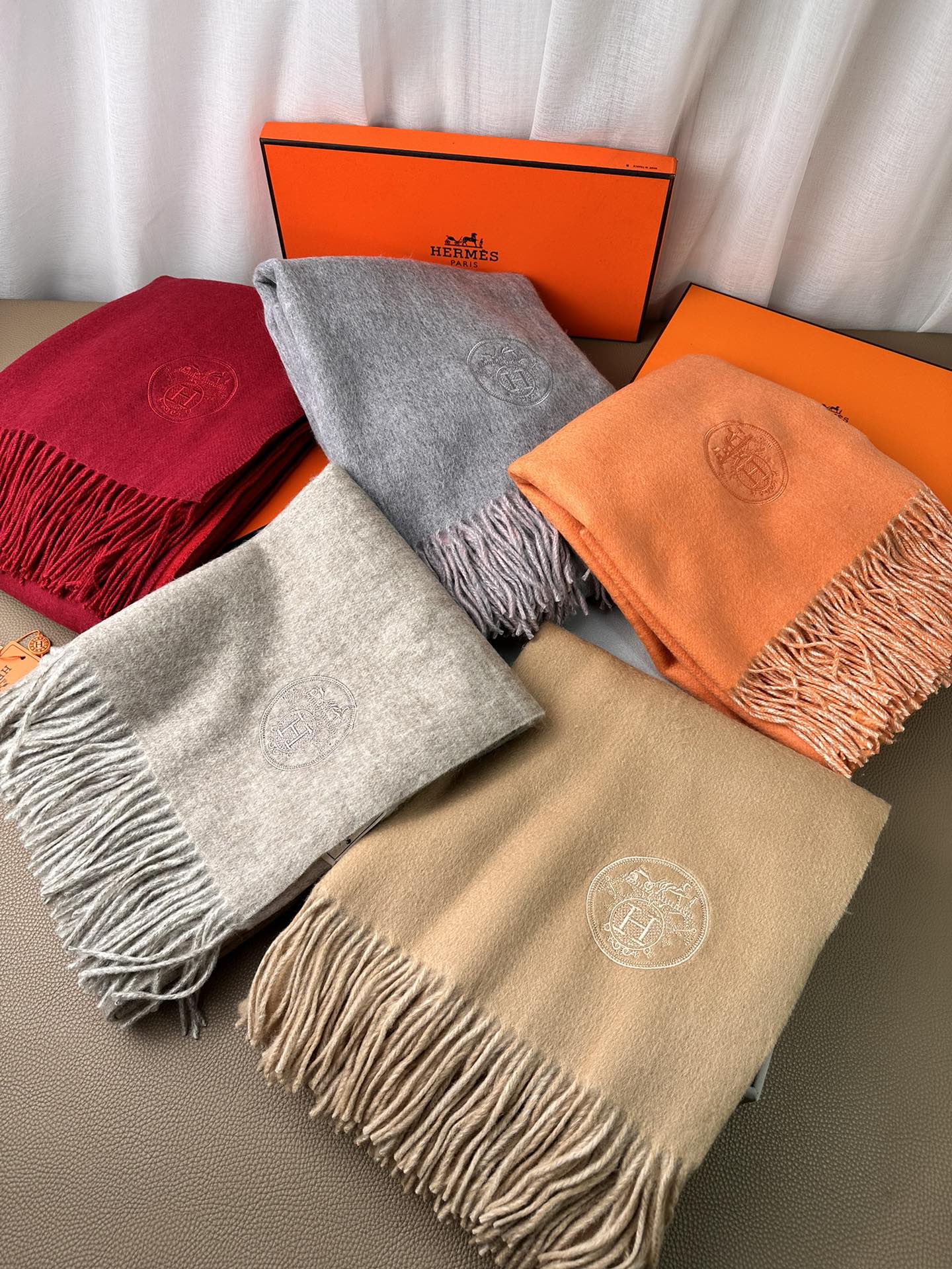 DOUBLE-FACE SCARF 200 CM IN LIGHT PINK AND GREY CASHMERE