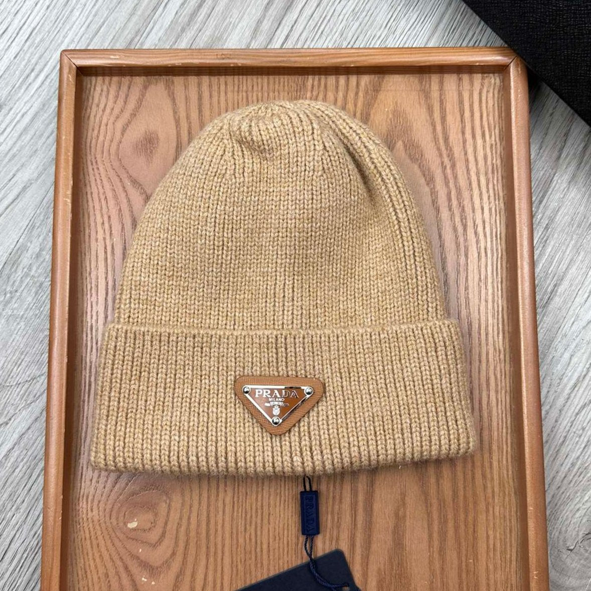 BEANIE HAT IN LIGHT BROWN WOOL 332402