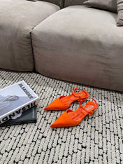 PRA SATIN SLINGBACK PUMPS BRIGHT ORANGE