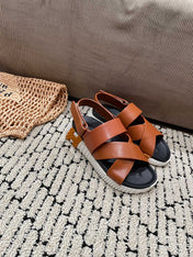 ELECTRIC SANDAL BLACK MIX CARAMEL CALFSKIN
