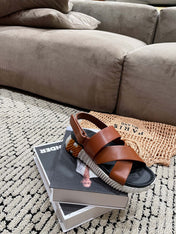 ELECTRIC SANDAL BLACK MIX CARAMEL CALFSKIN