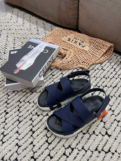 ELECTRIC SANDAL BLACK MIX NAVY CALFSKIN