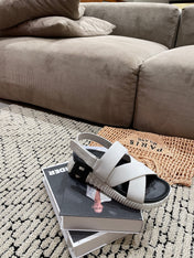ELECTRIC SANDAL BLACK MIX CREAMY WHITE CALFSKIN