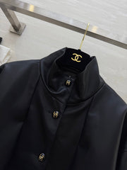 CHANEL 25S STAND-COLLAR LEATHER JACKET 291