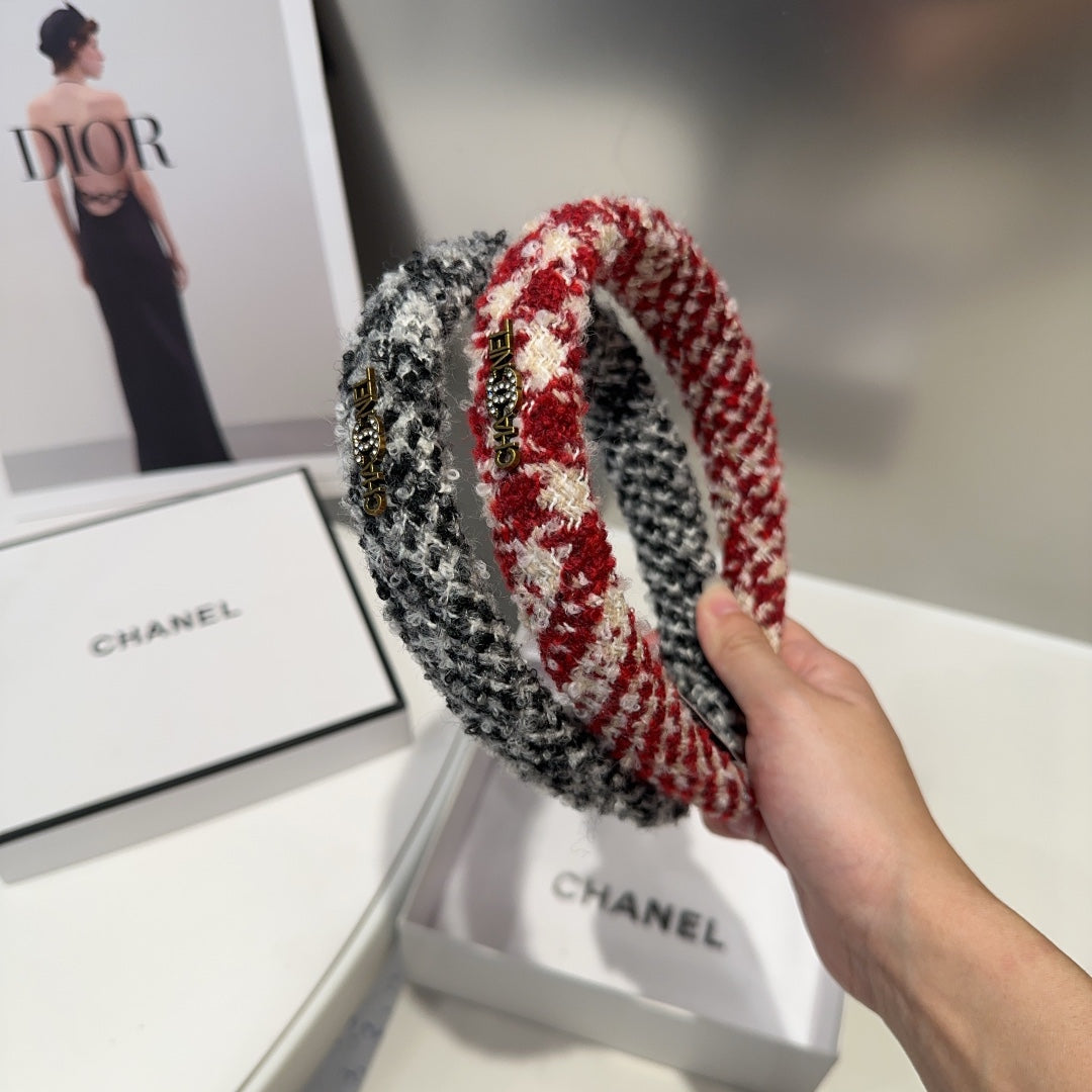 BLACK MIX WHITE WOOL HAIRBAND 412547