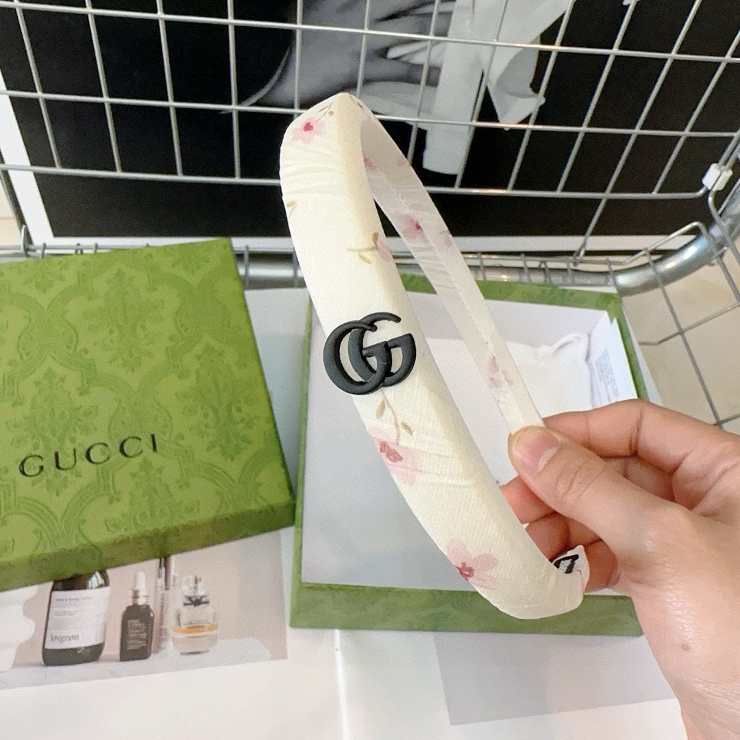 HEADBAND IN WHITE FLOWER PRINT SILK 418913