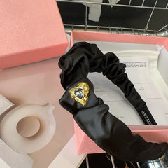 HEADBAND IN BLACK COTTON GOLD HARDWARE 425520